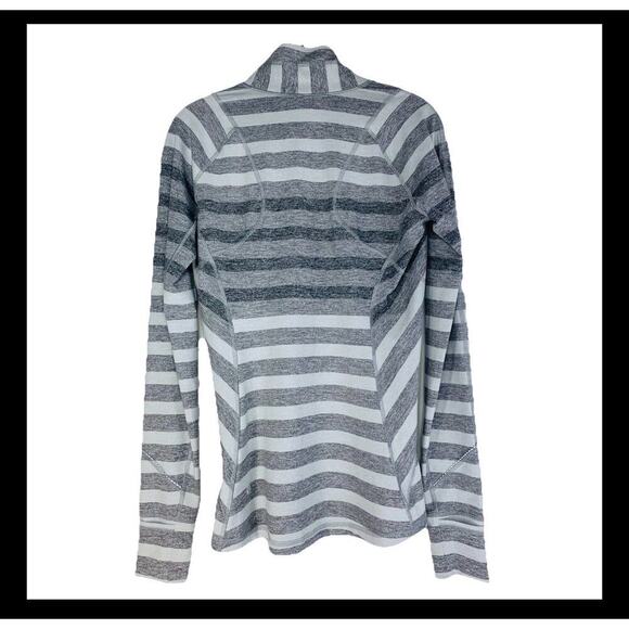 LULULEMON Race Your Pace 1/2 Zip Sz 8 Marshmallow Stripe Heather Slate W3H08S EC - Picture 11 of 11